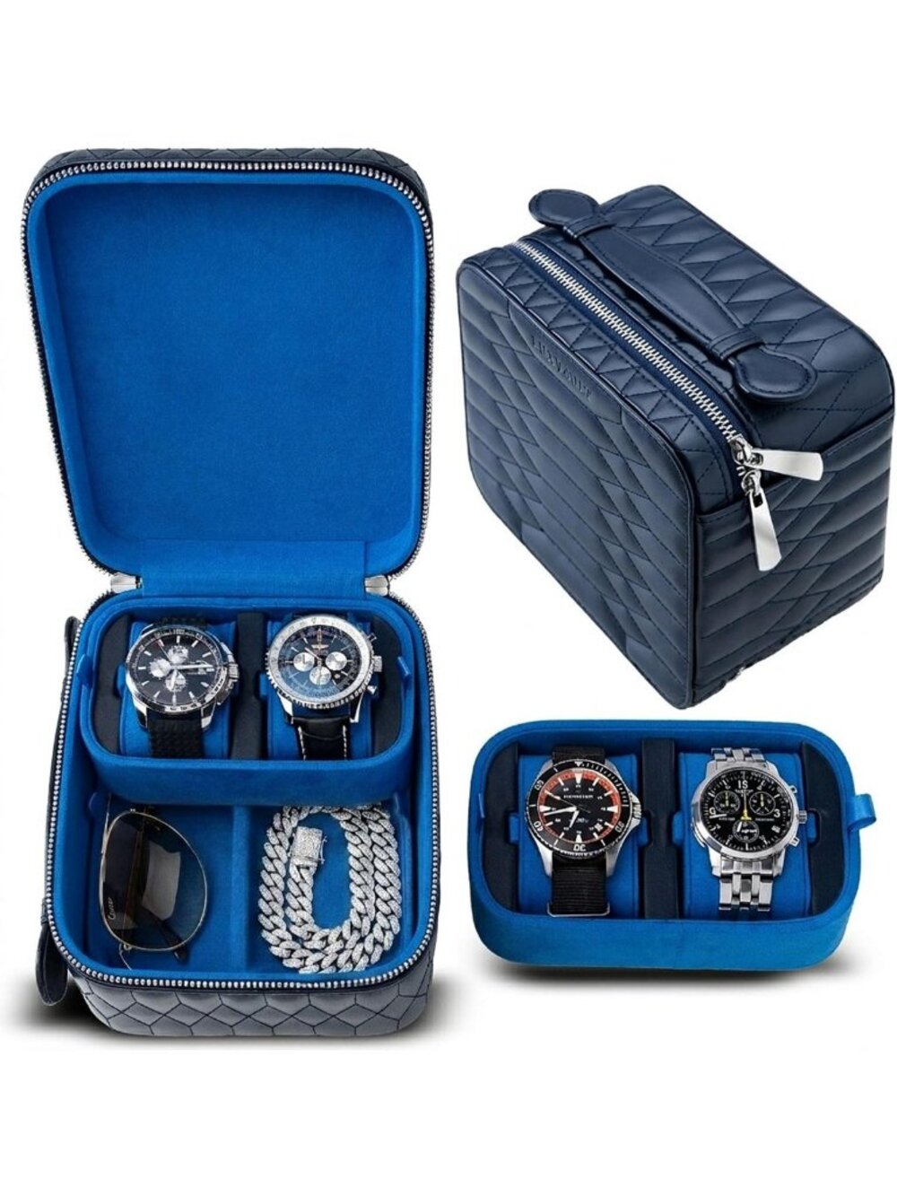 Travel Jewelry & Watch Case - 4-Slot Organizer for Men, Stylish & Durable
